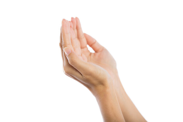 Руки молитвы изолированы на белом фоне
.