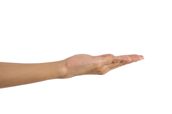 Руки женщины на белом фоне — стоковое фото