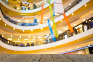 Alışveriş merkezinin bulanık görüntüsü ve bokeh arkaplan