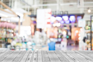 Alışveriş merkezinin bulanık görüntüsü ve bokeh arkaplan