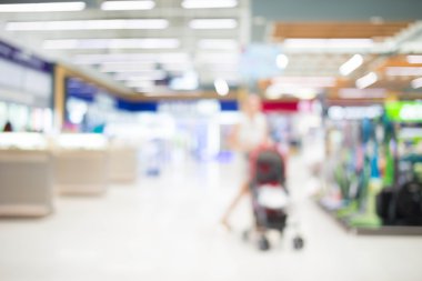 Alışveriş merkezinin bulanık görüntüsü ve bokeh arkaplan