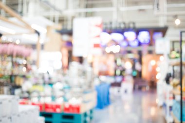 Alışveriş merkezinin bulanık görüntüsü ve bokeh arkaplan
