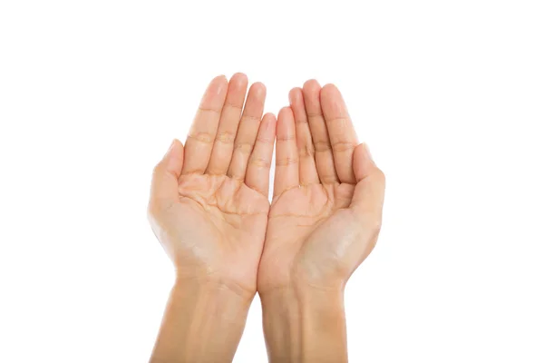 Biddende handen geïsoleerd op witte achtergrond. — Stockfoto