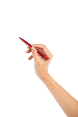 eldeki kalem beyaz arkaplanda izole edildi