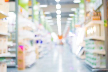 Alışveriş merkezinin bulanık görüntüsü ve bokeh arkaplan