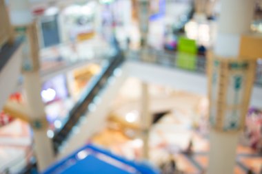 Alışveriş merkezinin bulanık görüntüsü ve bokeh arkaplan