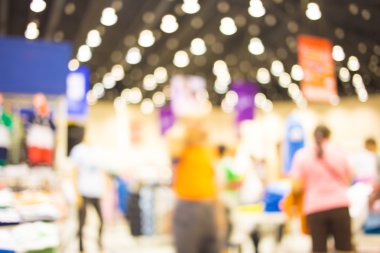 Alışveriş merkezinin bulanık görüntüsü ve bokeh arkaplan