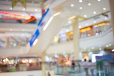 Alışveriş merkezinin bulanık görüntüsü ve bokeh arkaplan