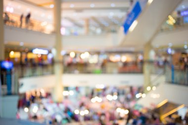 Alışveriş merkezinin bulanık görüntüsü ve bokeh arkaplan