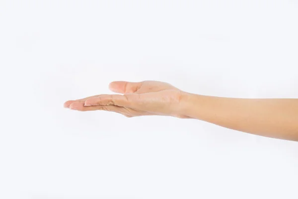 Donna mani su sfondo bianco — Foto Stock