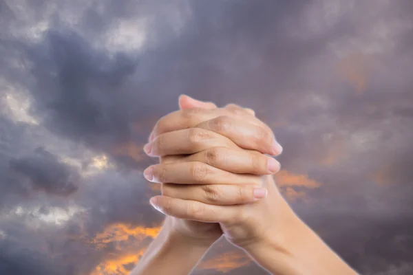 Praying Hands Isolated on sky background. — Stock Photo, Image