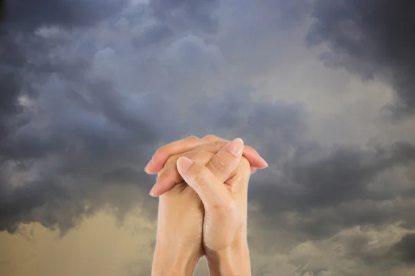 Praying Hands Isolated on sky background. — Stock Photo, Image