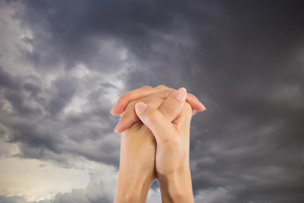 Praying Hands Isolated on sky background. — Stock Photo, Image