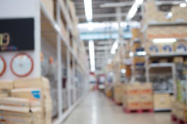 Alışveriş merkezinin bulanık görüntüsü ve bokeh arkaplan