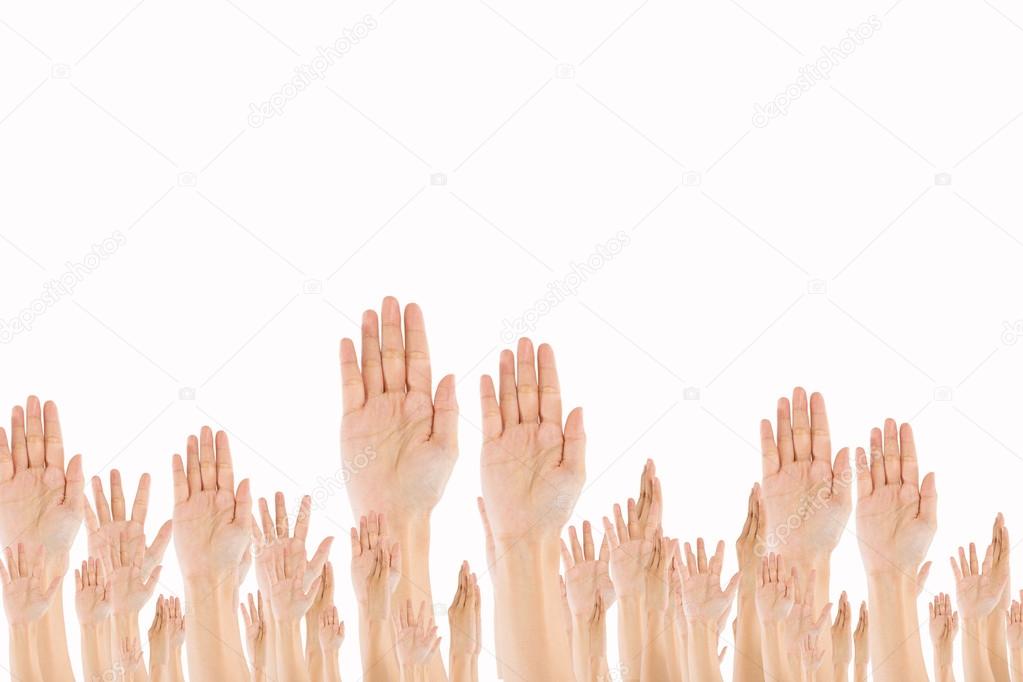 Diverse Raised Hands. Diverse Raised Hands