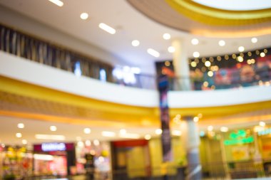 Alışveriş merkezinin bulanık görüntüsü ve bokeh arkaplan