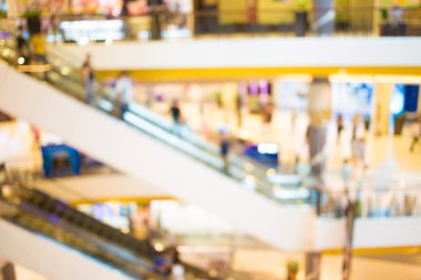 Alışveriş merkezinin bulanık görüntüsü ve bokeh arkaplan