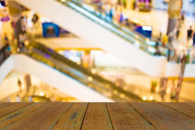 Alışveriş merkezinin bulanık görüntüsü ve bokeh arkaplan