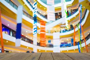 Alışveriş merkezinin bulanık görüntüsü ve bokeh arkaplan