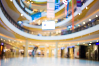 Alışveriş merkezinin bulanık görüntüsü ve bokeh arkaplan