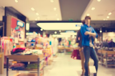 Alışveriş Merkezi ve bokeh arka plan bulanık görüntü: Vintage fi