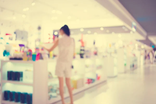 Imagem desfocada do shopping center e fundo bokeh: Vintage fi — Fotografia de Stock