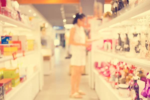 Imagem desfocada do shopping center e fundo bokeh: Vintage fi — Fotografia de Stock