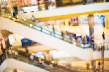 Alışveriş merkezinin bulanık görüntüsü ve bokeh arkaplan