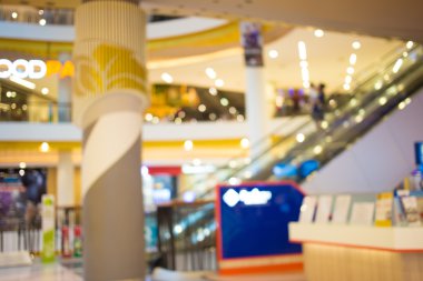 Alışveriş merkezinin bulanık görüntüsü ve bokeh arkaplan
