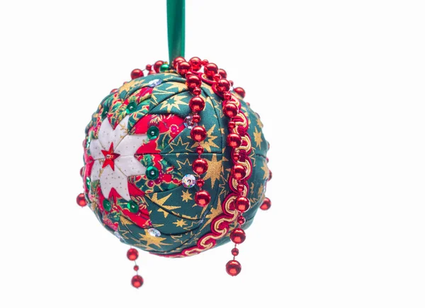 Hand Made Very Nice Christmas Ball Decoration Isolated White Background — Stock Photo, Image