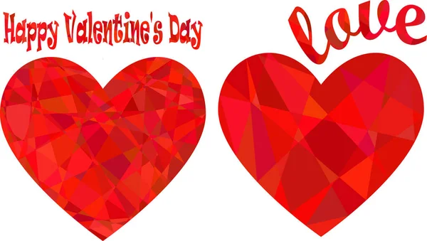 Conjunto Tarjetas Románticas San Valentín Con Corazón Letras Estilo Polivinílico — Vector de stock