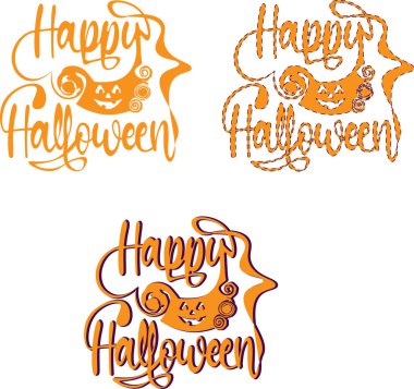 Balkabağı suratlı Mutlu Cadılar Bayramı tipografisi