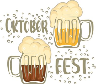 Tebrik kartı Mutlu Ekim Festivali ya da iki bardak birayla bira günü