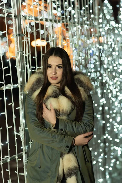 Retrato Arte Una Chica Hermosa Hermosa Mujer Morena Retrato Luces — Foto de Stock