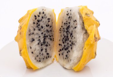 Pitahaya (Selenicereus megalanthus), Pitaya veya Dragon meyve sarı. Peru'da resim.