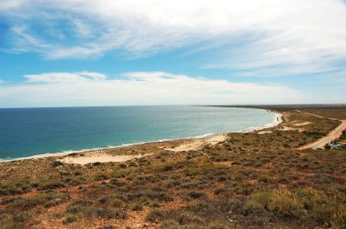 Panoramik Avustralya manzara - Exmouth Bay. Yardie Creek Gorge Cape aralığı Milli Parkı, Ningaloo.