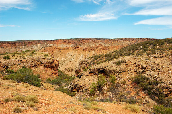 Panoramic Australian landscape - Yardie Creek Gorge in the Cape Range National Park, Ningaloo. Reexf near Exmouth, Western Australia.