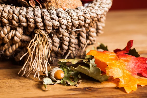 Autumn decoration on wooden table — Stock Photo, Image