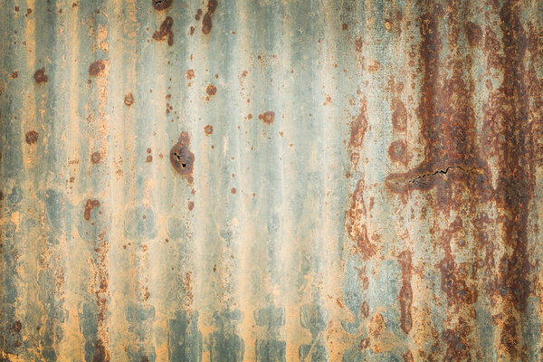 Old zinc vintage fence wall texture for background, pattern of rusty on metal panel.