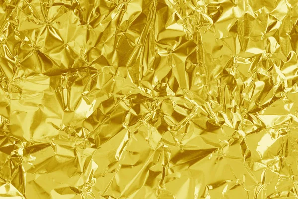 Glänzende Goldfolie Textur Hintergrund Muster Aus Gelbem Packpapier Mit Zerknitterten — Stockfoto