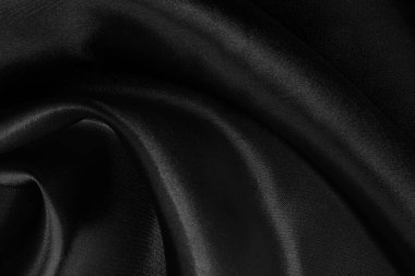 Black grey fabric texture background, detail of silk or linen pattern.