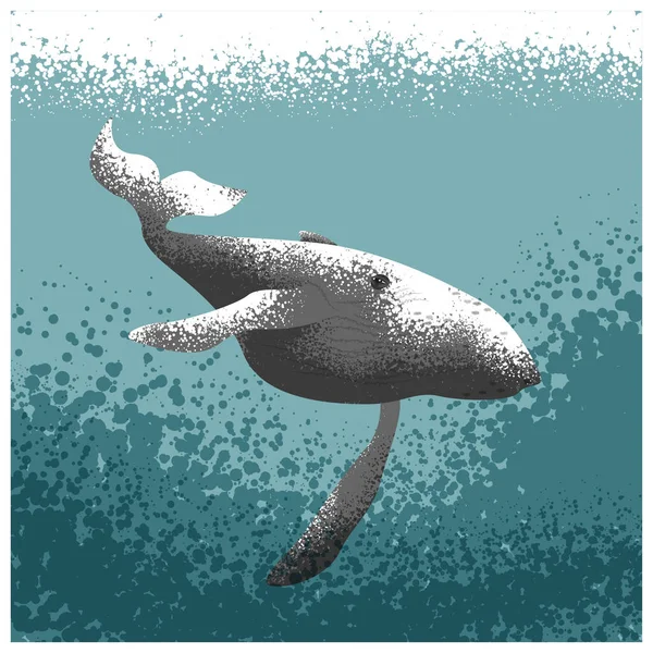 Ballena Bajo Agua Ilustración Vectorial — Vector de stock