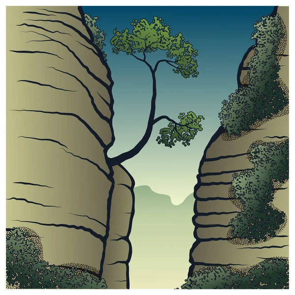 岩の上の木 — ストックベクタ