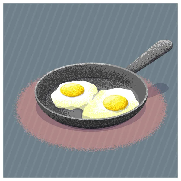 Жареные Яйца Сковороде — стоковый вектор