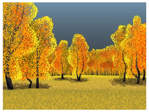 Bright Autumn Landscape Vector Illustration — Stock Vector