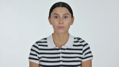 Üzgün Latin Kadın Sinirli, Beyaz Arkaplan