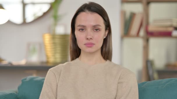 Portrait of Young Woman Shaking Head in Approval — Stock Video