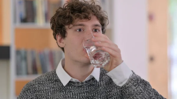 Portrait of Young Man Drinking Water — Stock Photo, Image