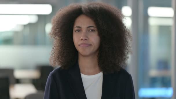 Portrait of Head Shake as No by African Businesswoman — Stock Video