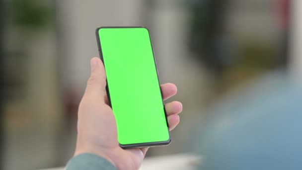 Middle Aged Man using Smartphone with Chroma Screen — Stock Video